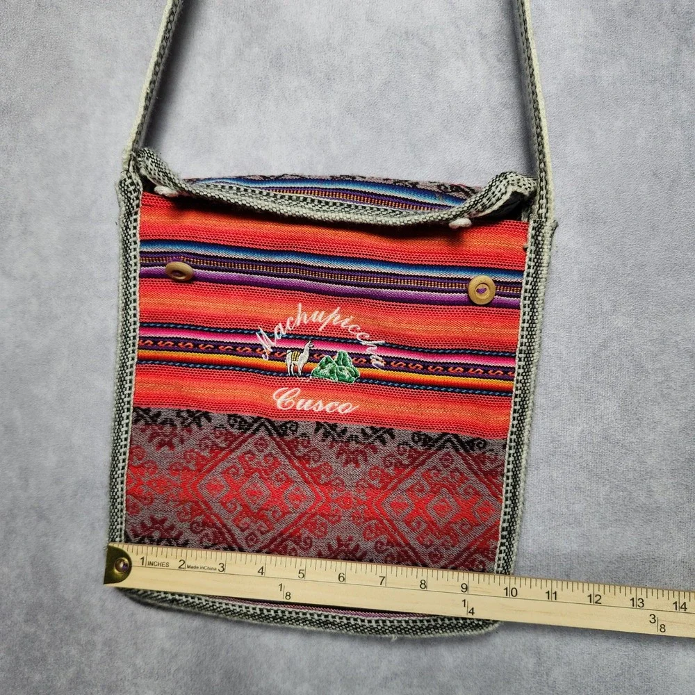 Machu Picchu Cusco Peru Woven Crossbody Bag Llama Embroidered South America
